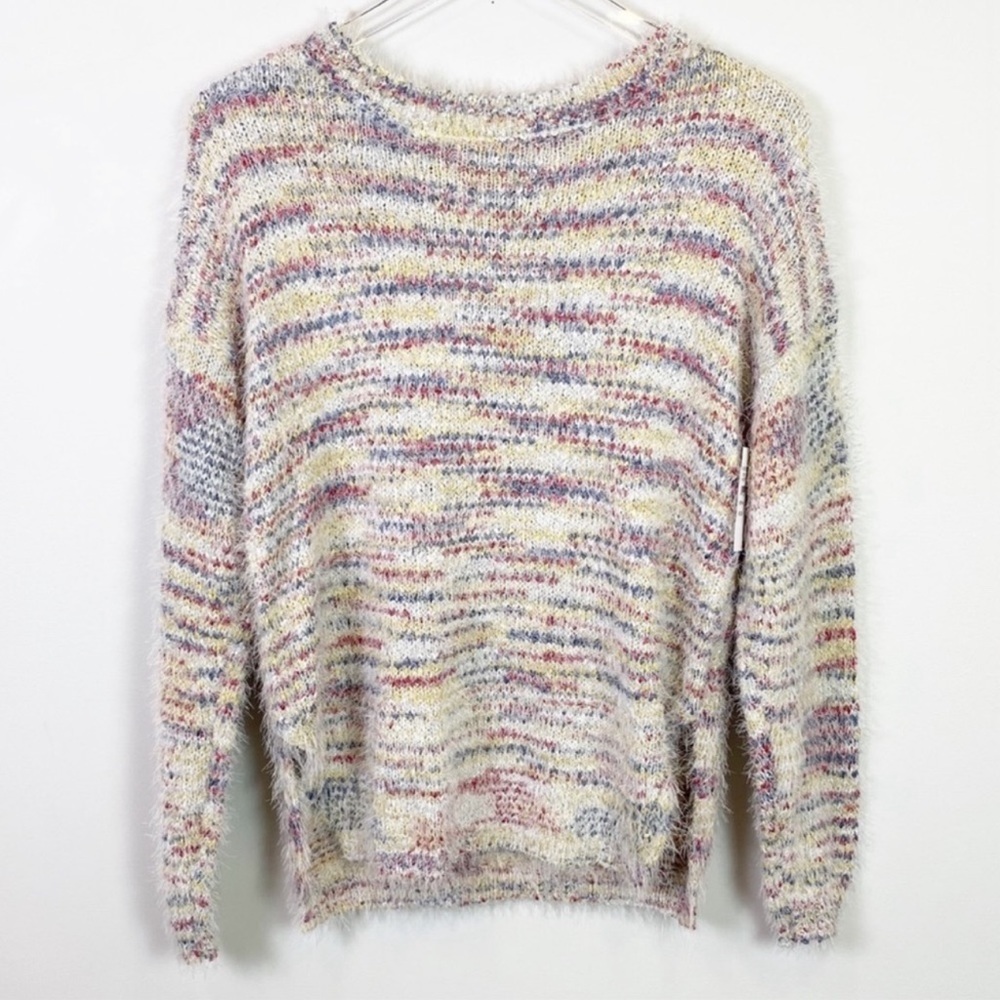 Keniston Zariah Marled Multi Color Soft Eyelash Fuzzy Knit Pullover Sweater
